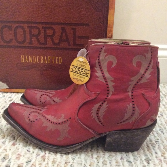 🆕 CORRAL distressed red pink leather cowboy boots - Picture 5 of 8